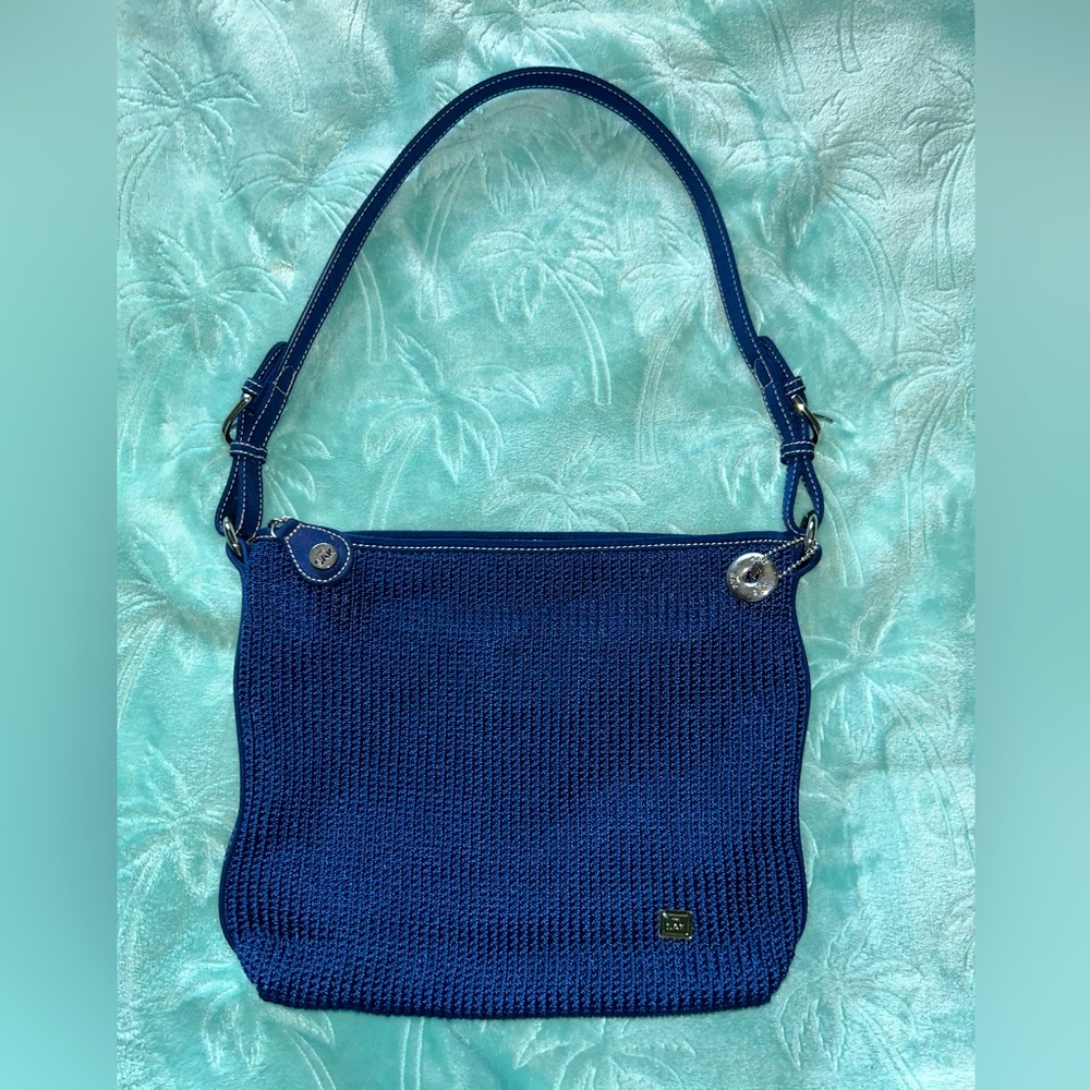 EUC The Sak Dark Navy Blue Crochet Shoulder Bag